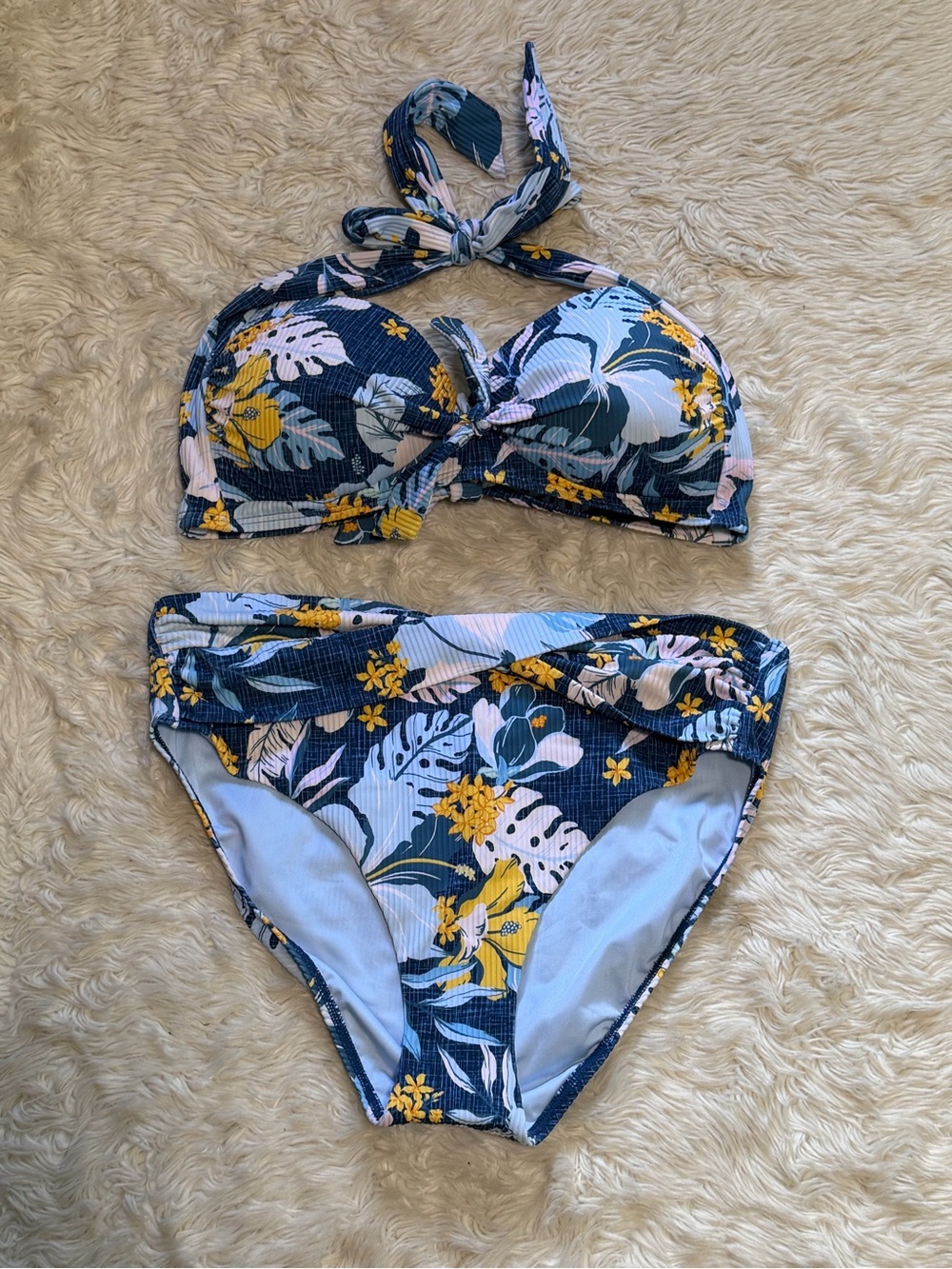 NWT Sunseeker Australia Floral Ribbed Bikini Set Size - US 12 B-D Cup
